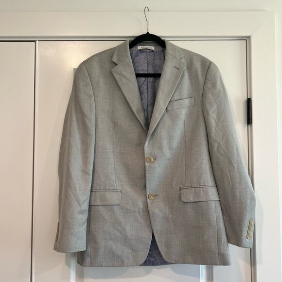 Chaps Mens Slim Fit Sports Coat Blazer Linen‎ Blend Light Grey Size 38R